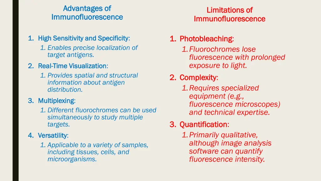 advantages of advantages of immunofluorescence