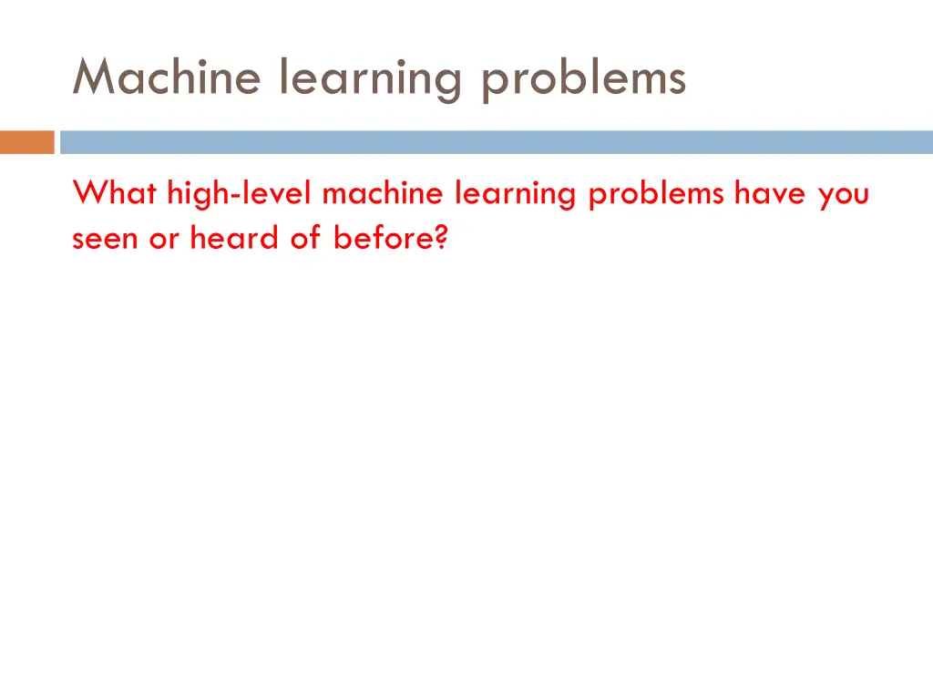 machine learning problems