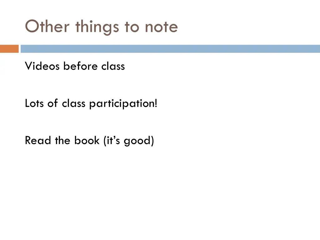 other things to note