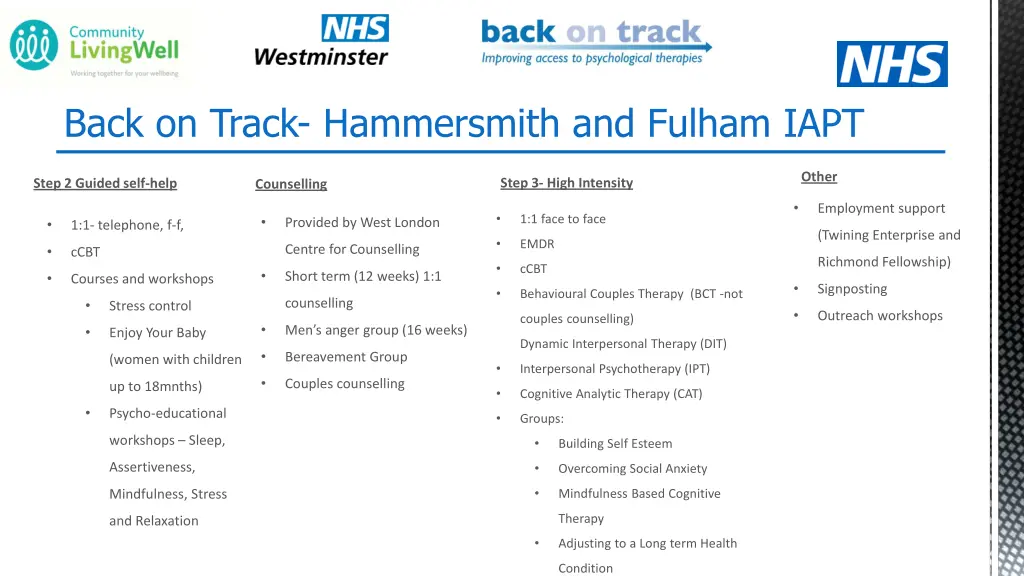 back on track hammersmith and fulham iapt 1