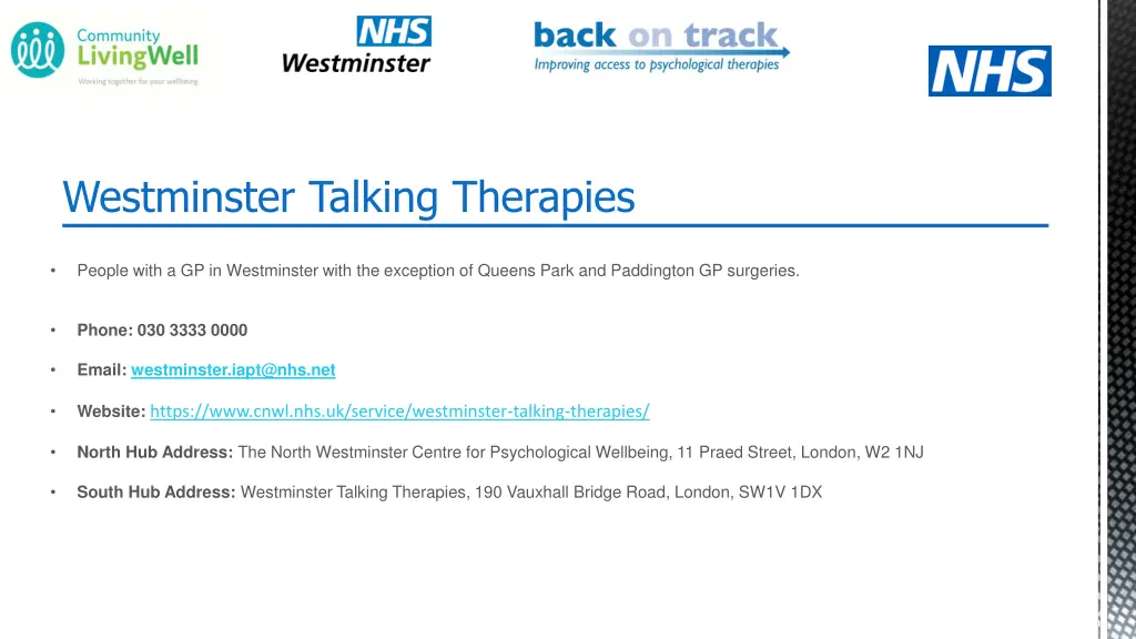 westminster talking therapies
