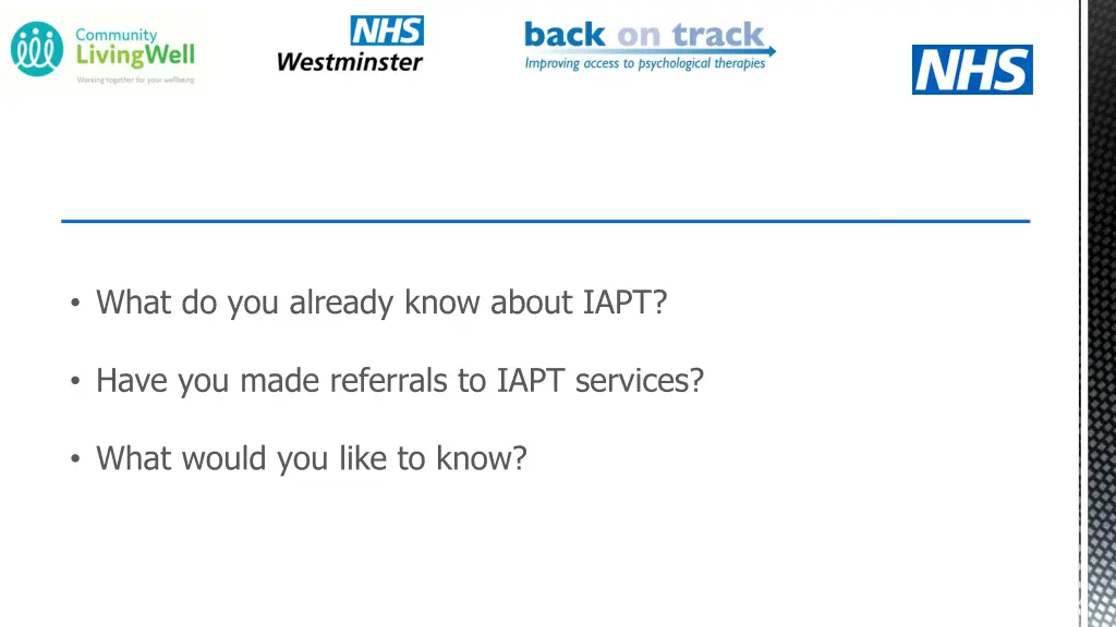 what do you already know about iapt