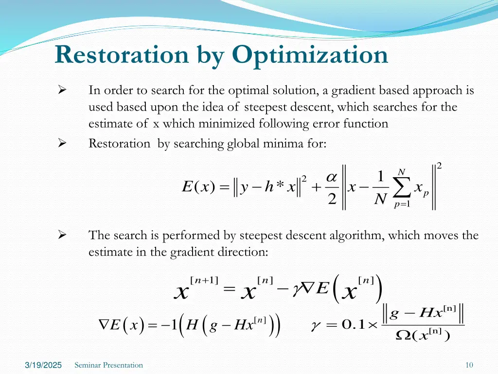 restoration by optimization