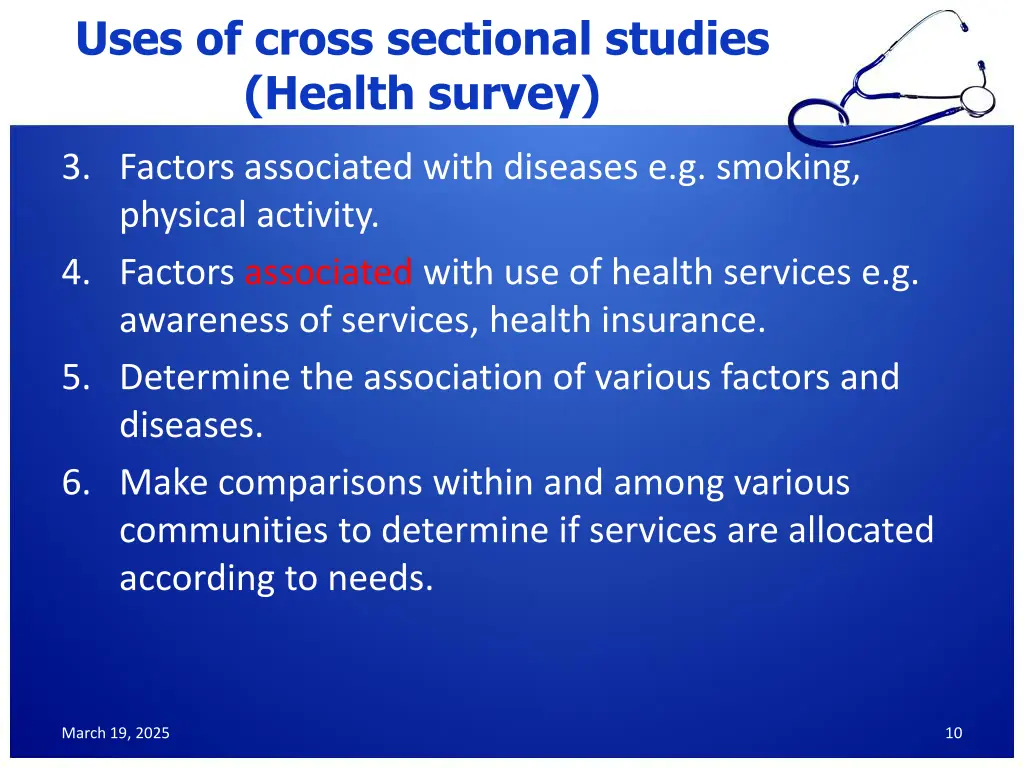 uses of cross sectional studies health survey 1