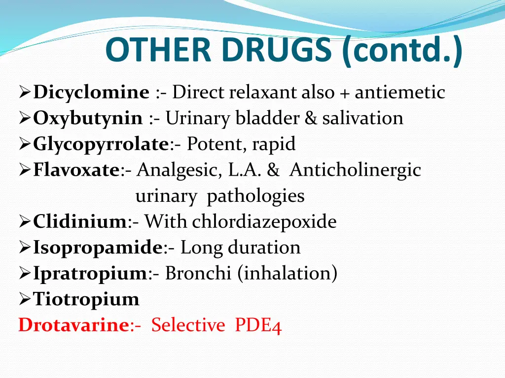 other drugs contd