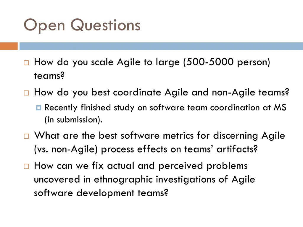 open questions