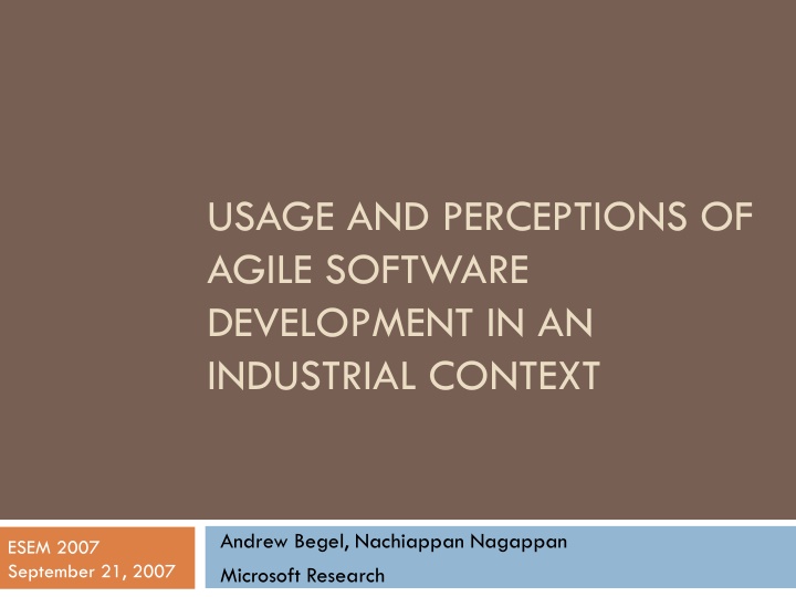 usage and perceptions of agile software