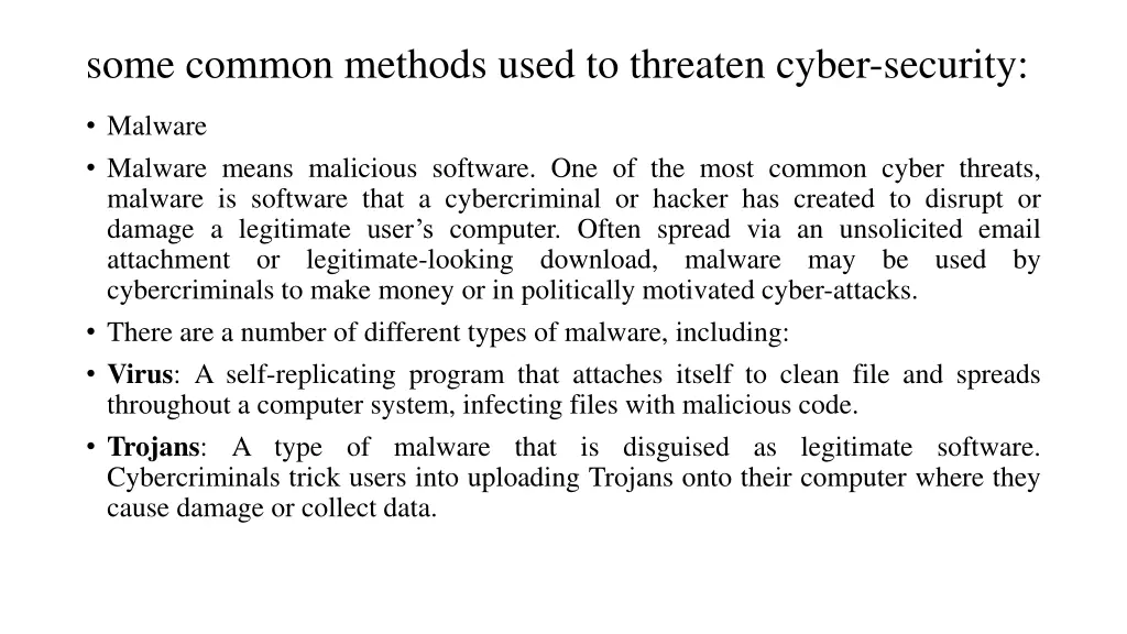 some common methods used to threaten cyber