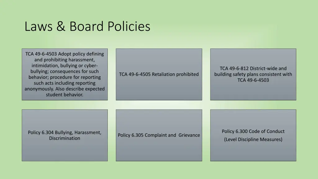 laws board policies