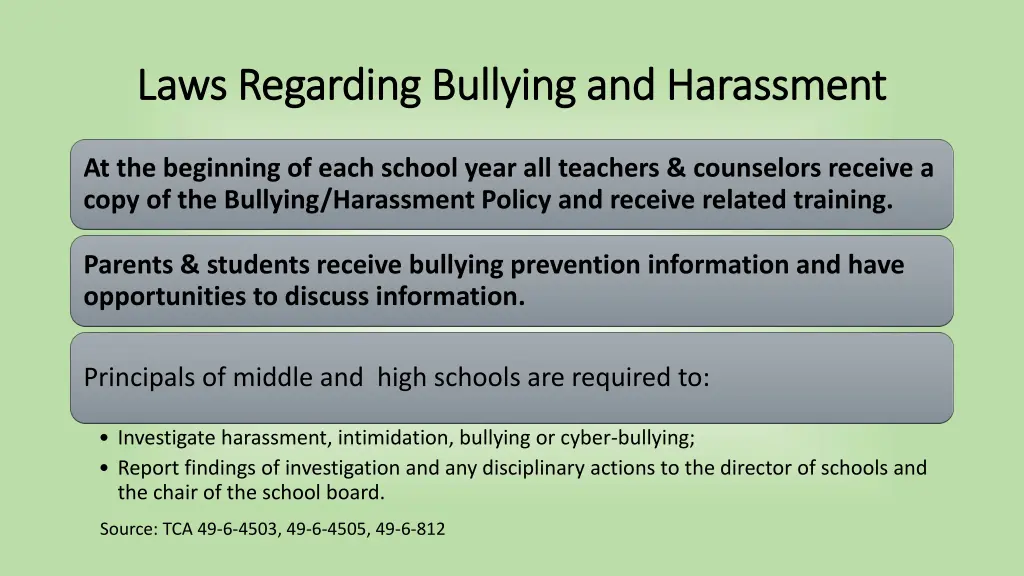 laws regarding bullying and harassment laws