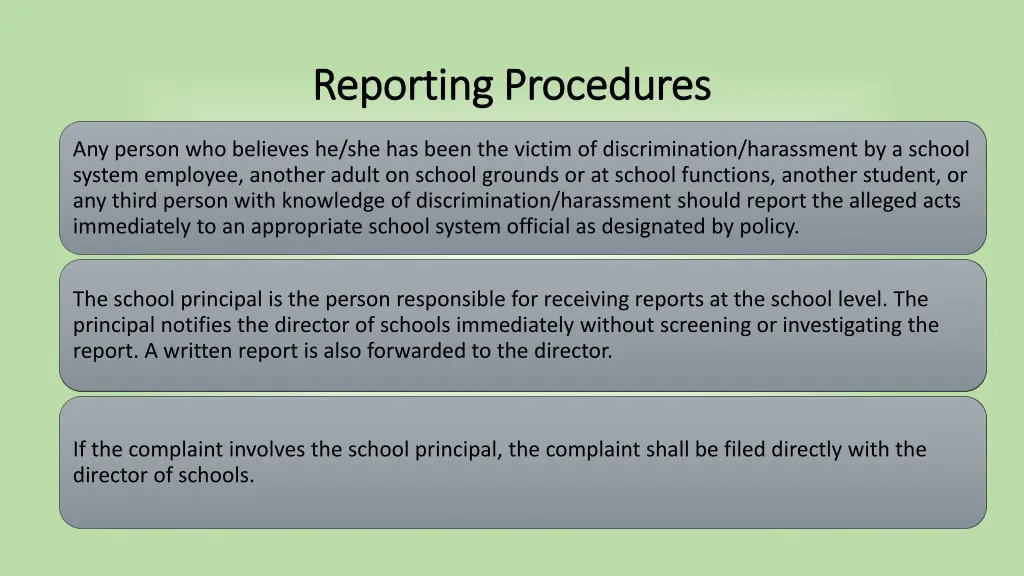 reporting procedures reporting procedures