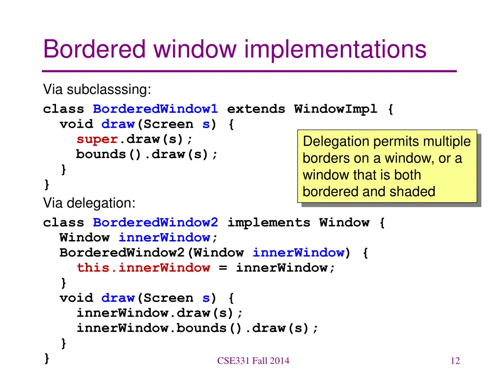 bordered window implementations