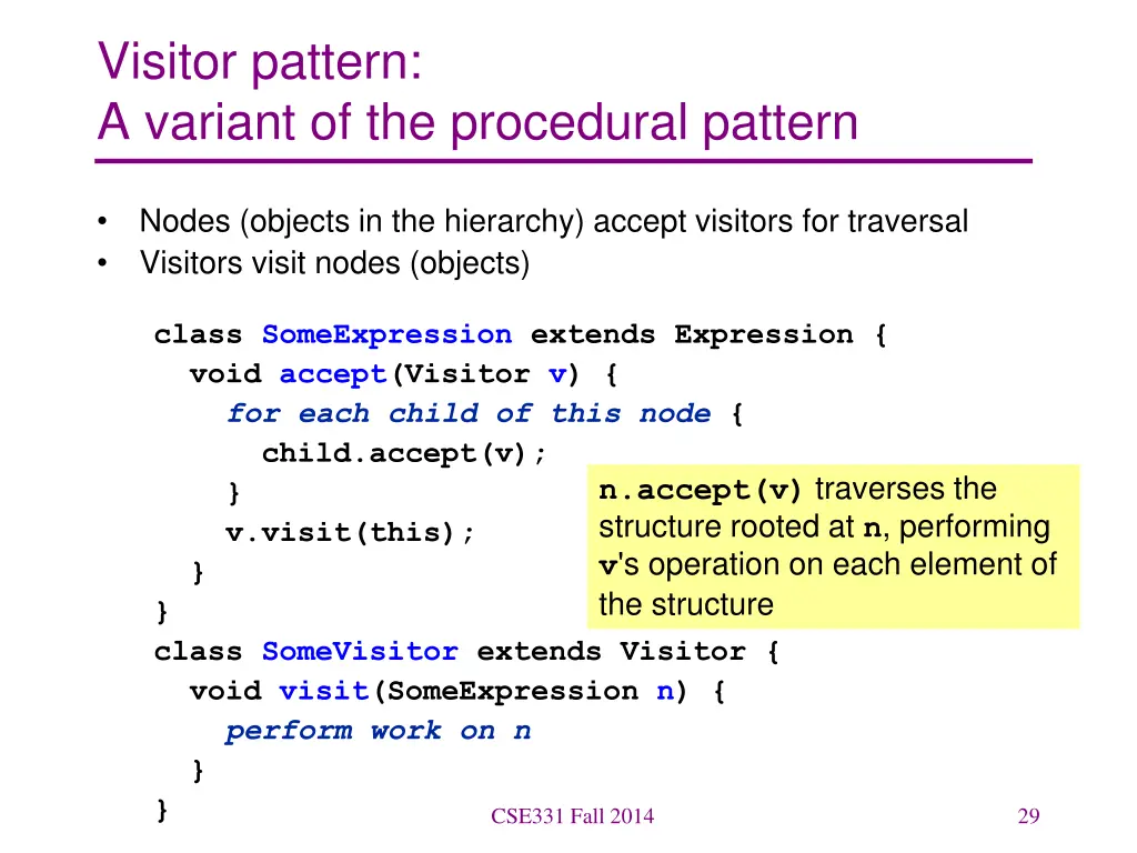 visitor pattern a variant of the procedural