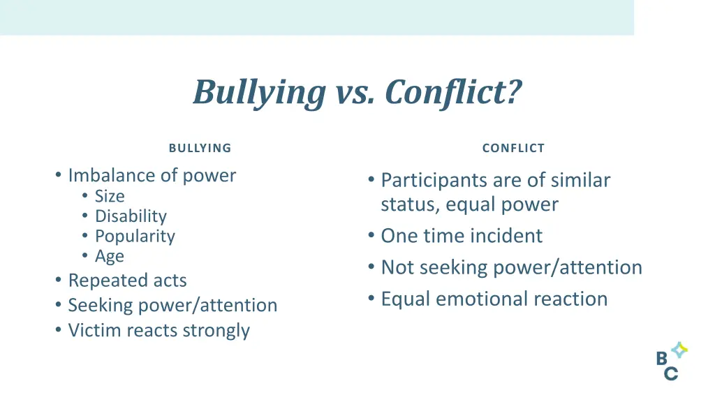 bullying vs conflict