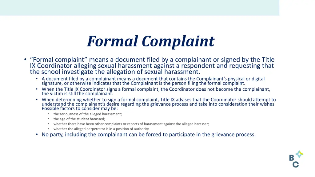 formal complaint