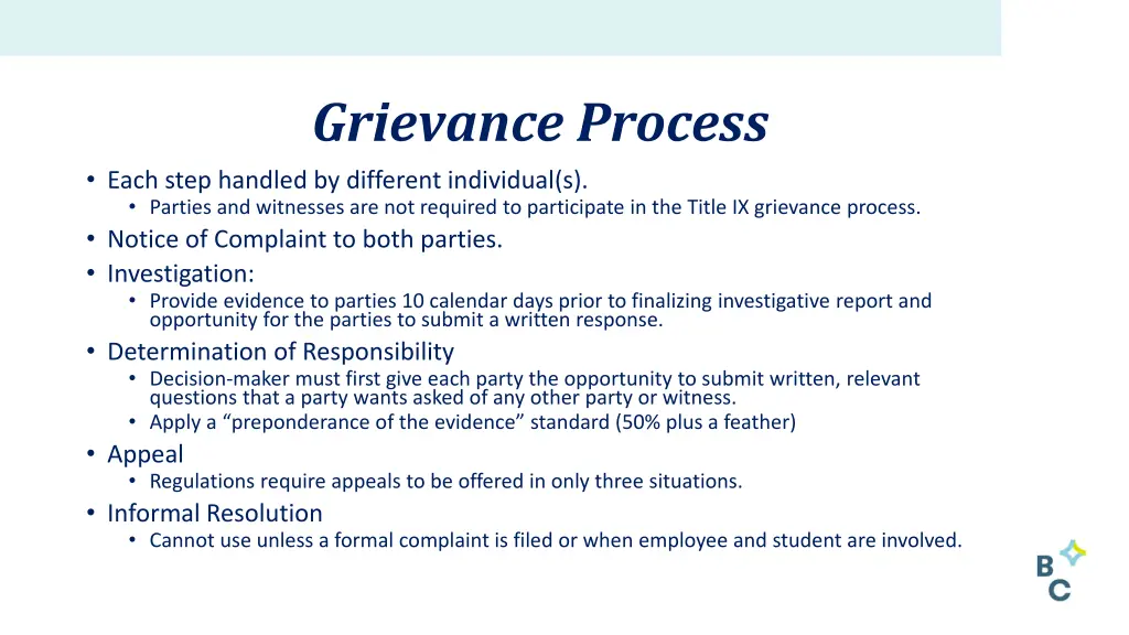 grievance process each step handled by different