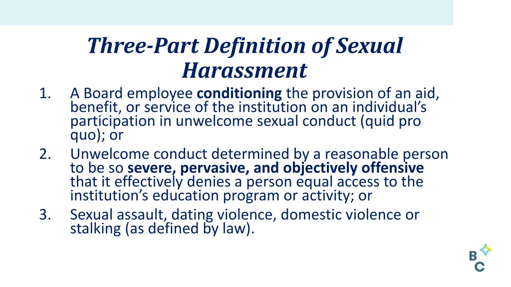 three part definition of sexual harassment