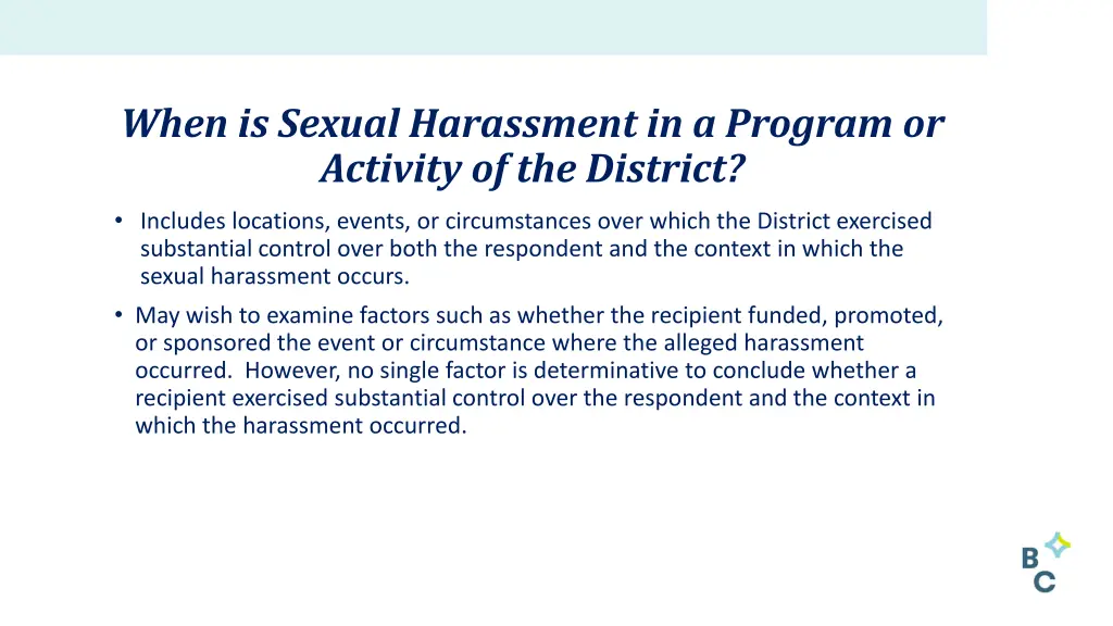 when is sexual harassment in a program