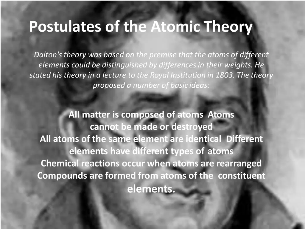 postulates of the atomictheory