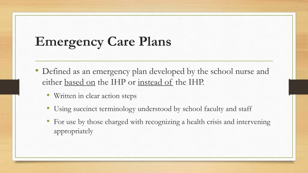 emergency care plans