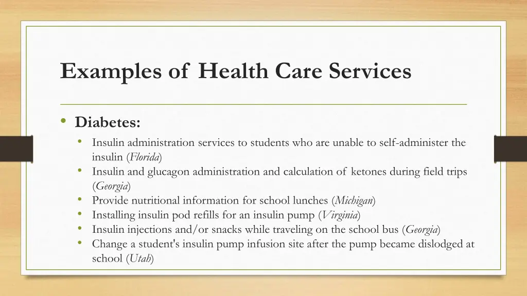 examples of health care services 1