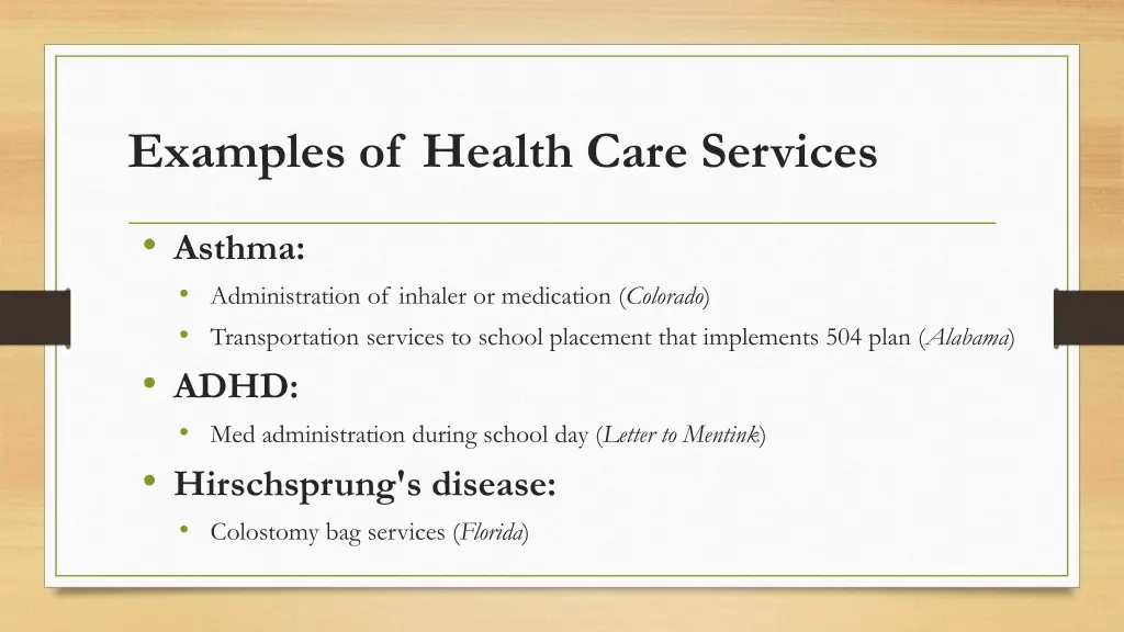 examples of health care services 2