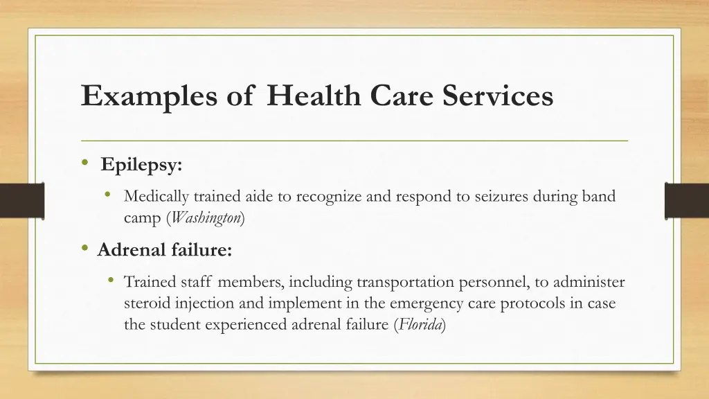 examples of health care services 3