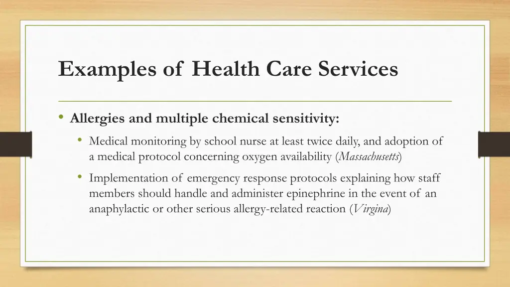 examples of health care services