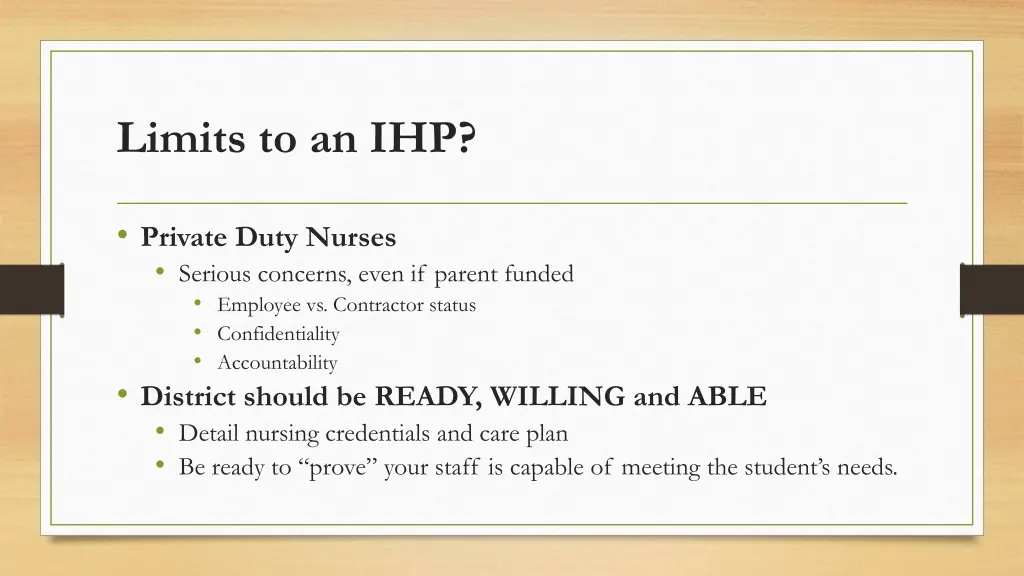 limits to an ihp