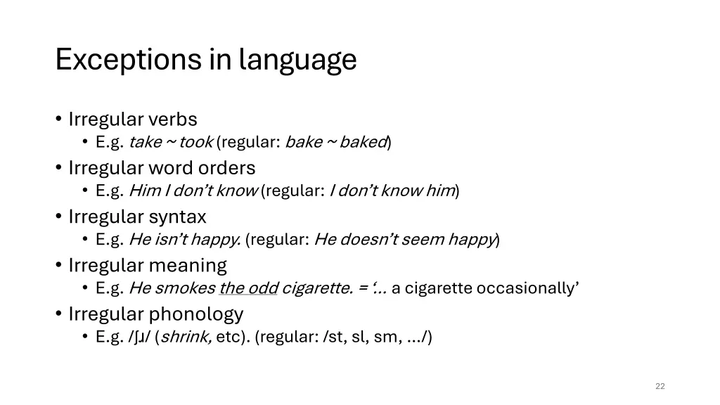 exceptions in language
