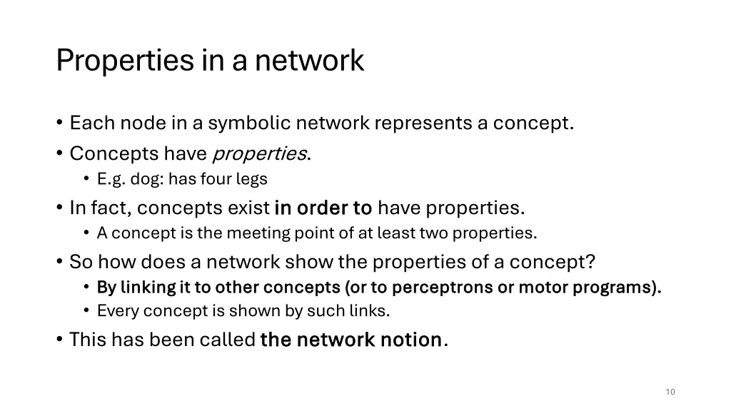 properties in a network