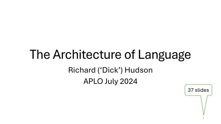 the architecture of language richard dick hudson