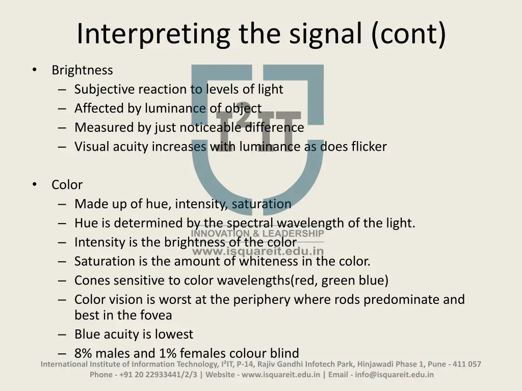 interpreting the signal cont