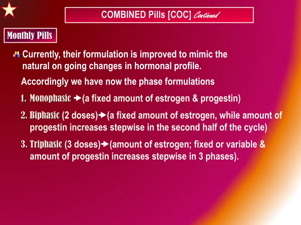combined pills coc continued 1