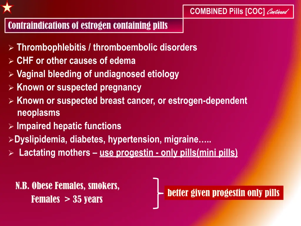 combined pills coc continued 5