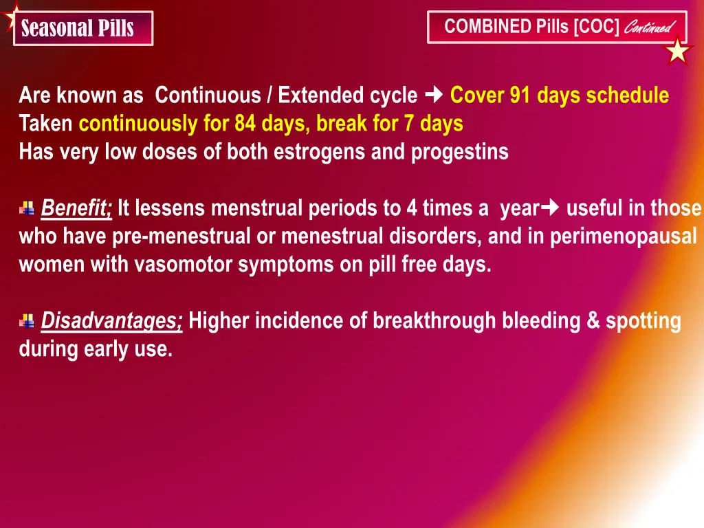 combined pills coc continued combined pills
