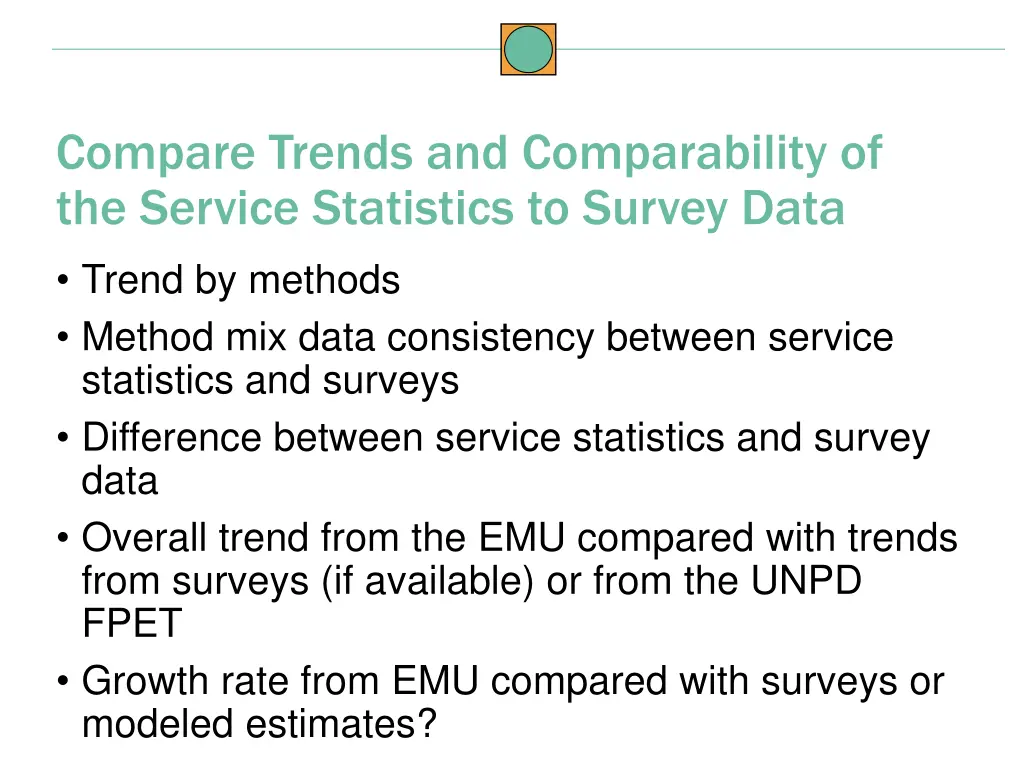 compare trends and comparability of the service