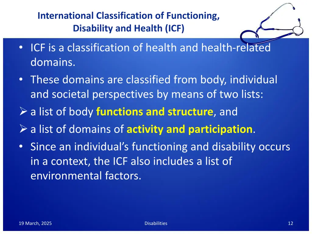 international classification of functioning
