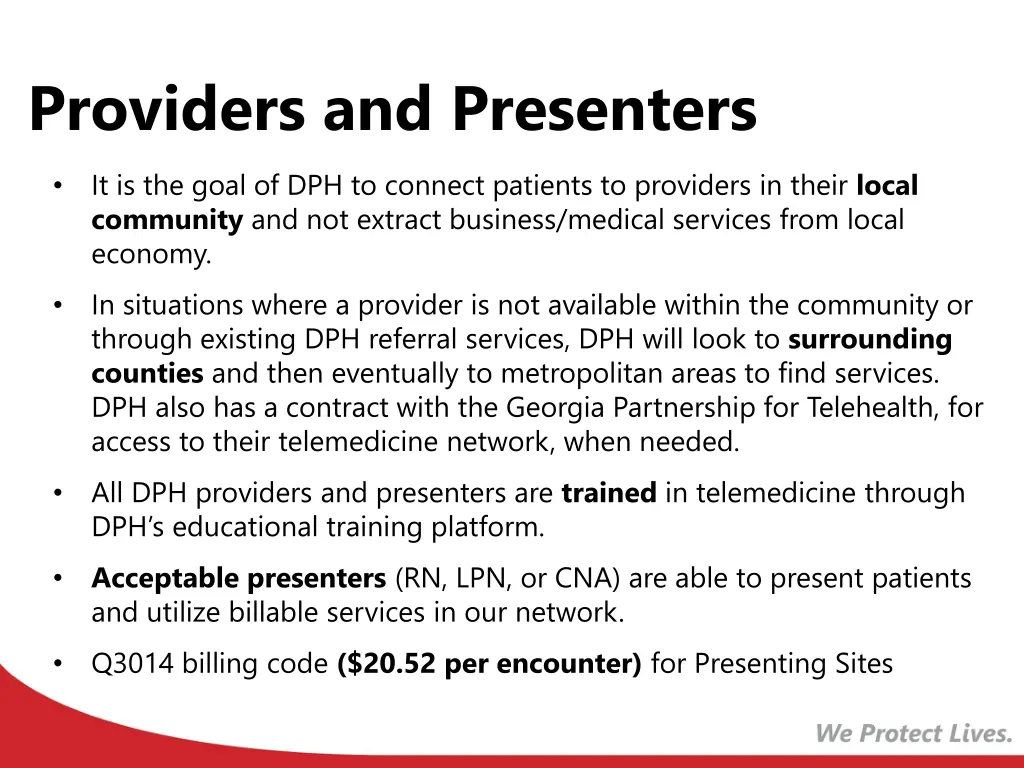 providers and presenters