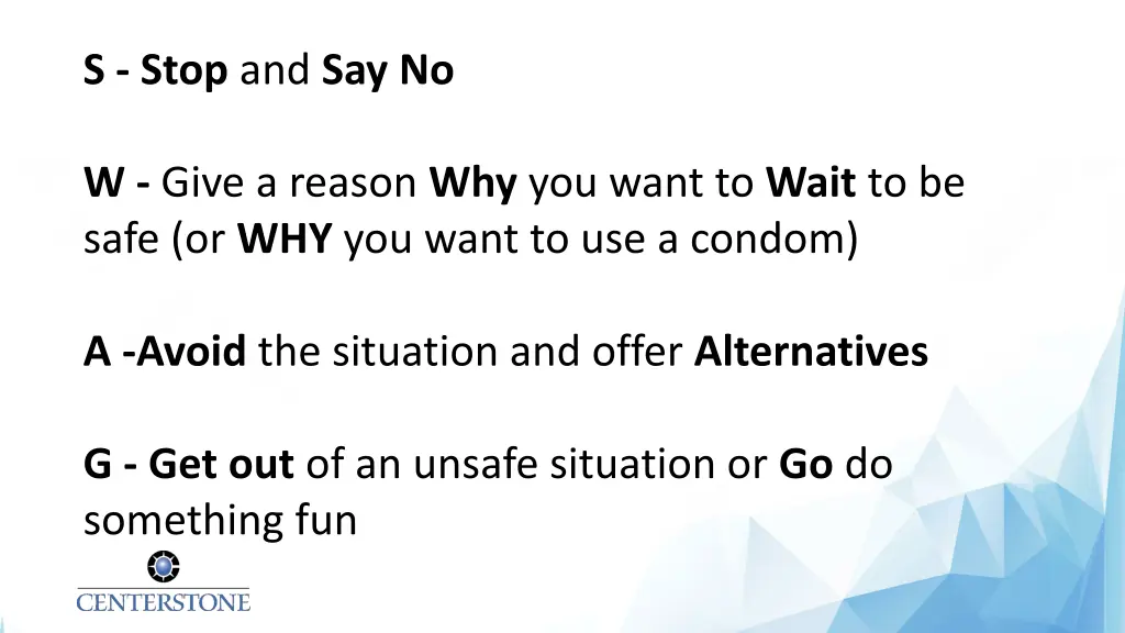 s stop and say no