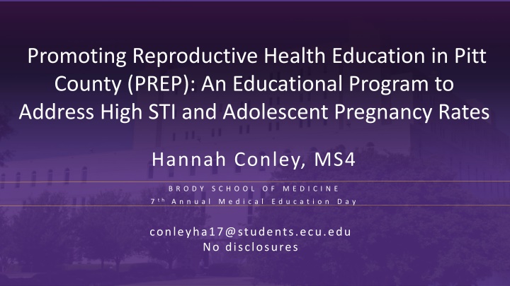 promoting reproductive health education in pitt