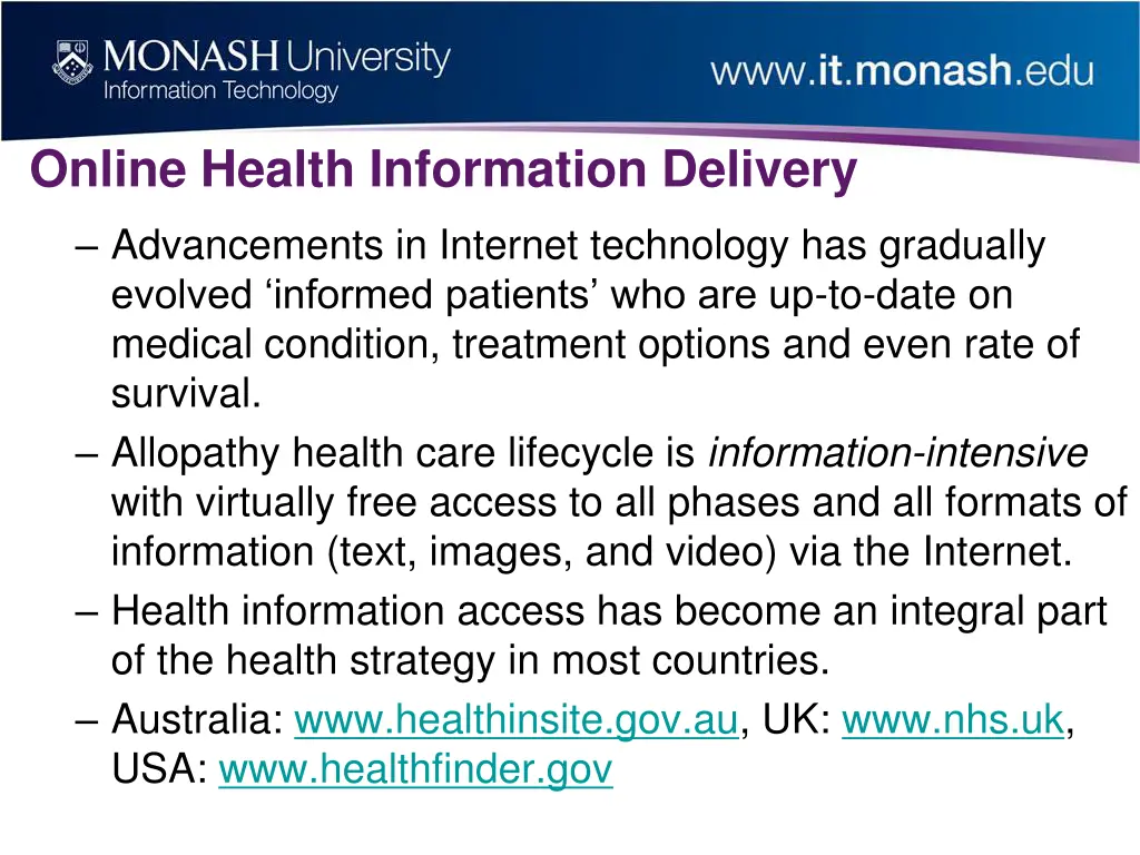 online health information delivery