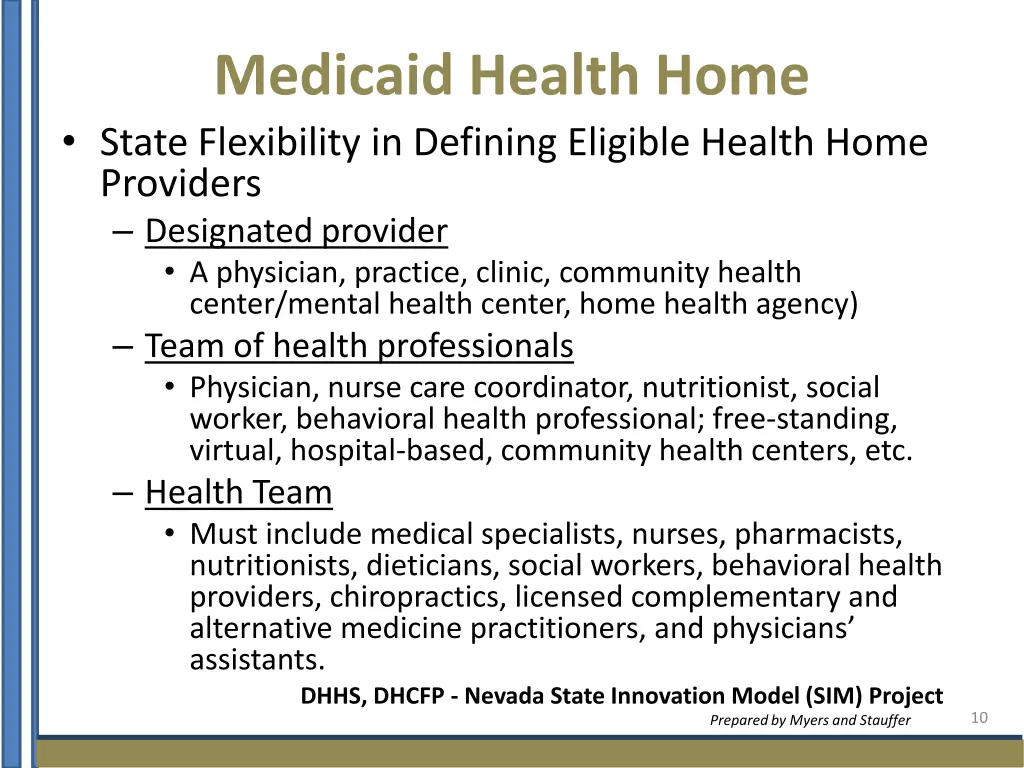 medicaid health home state flexibility