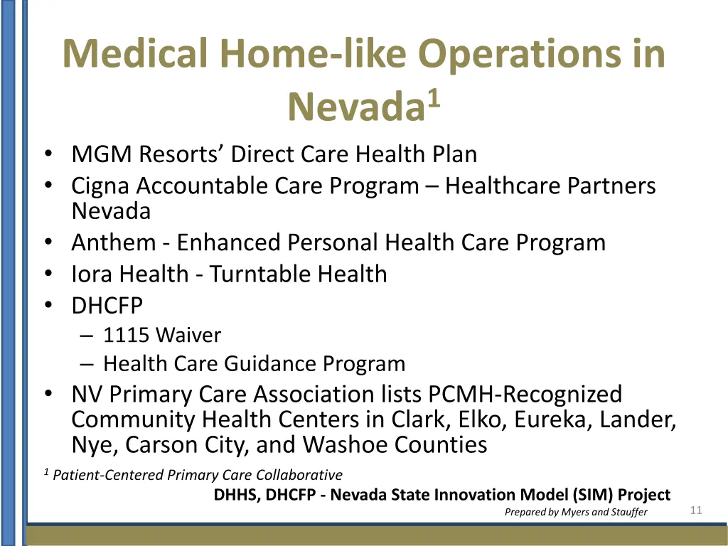 medical home like operations in nevada