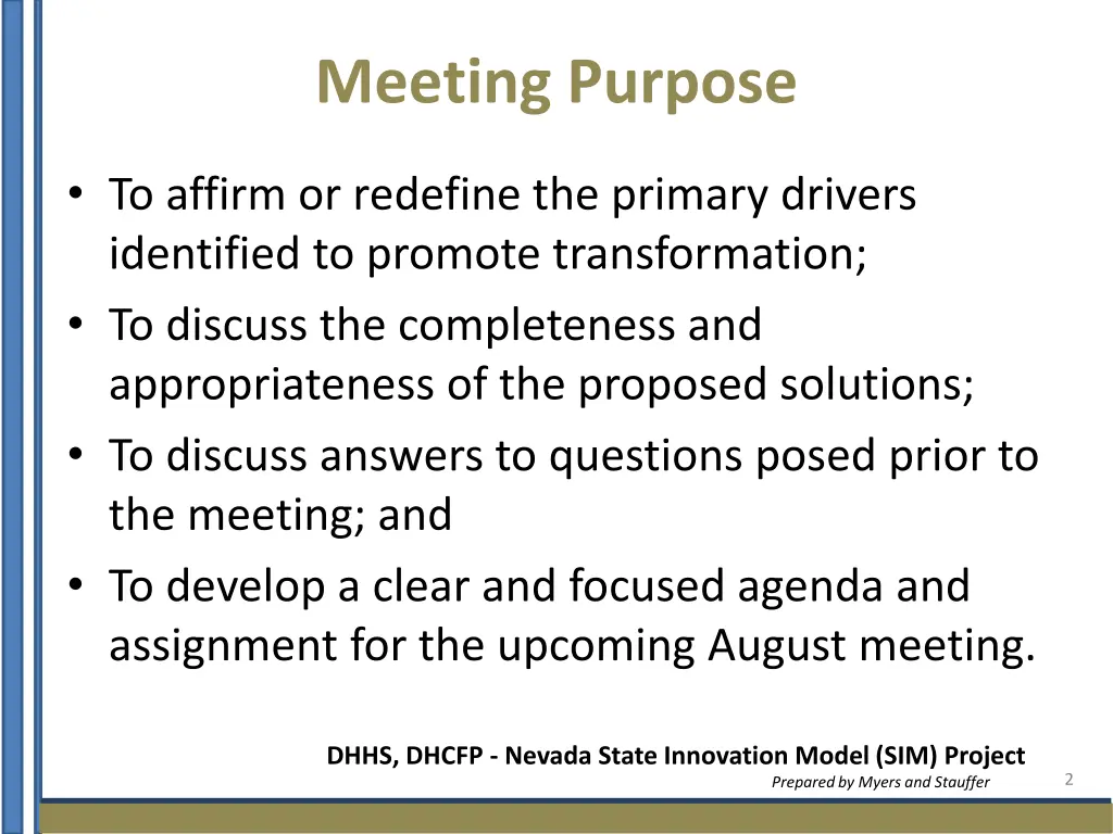 meeting purpose