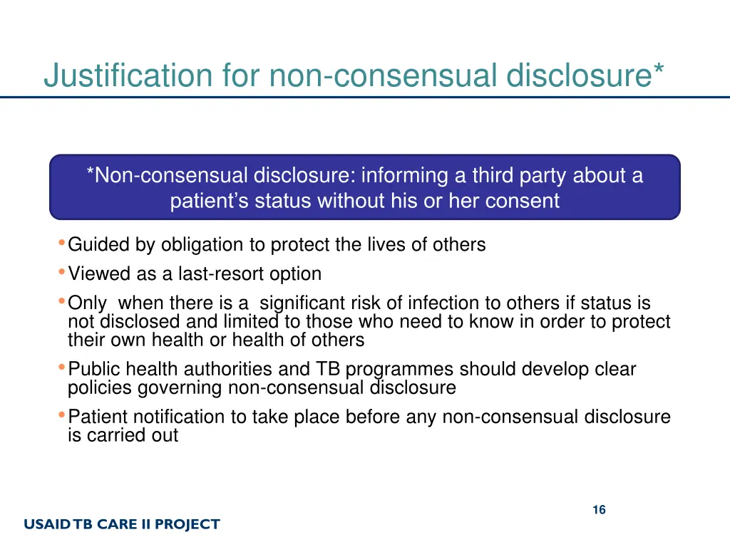justification for non consensual disclosure