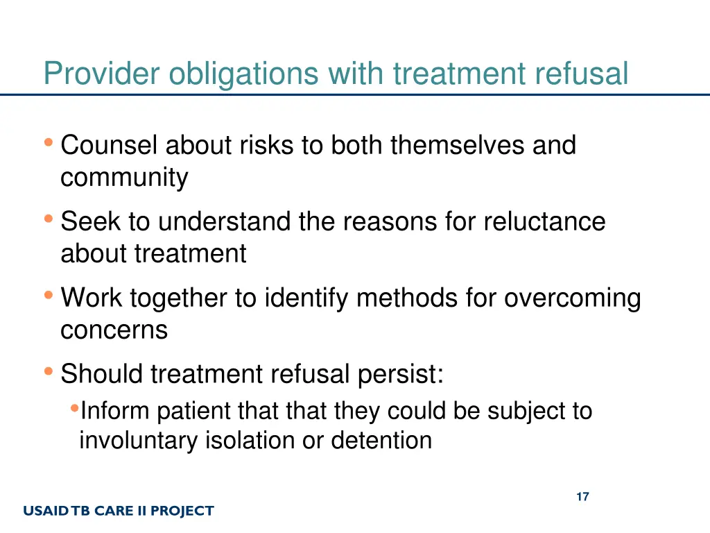 provider obligations with treatment refusal