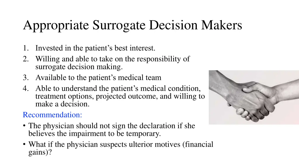 appropriate surrogate decision makers