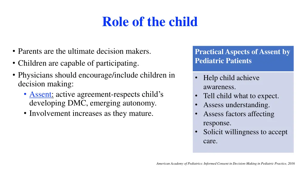 role of the child