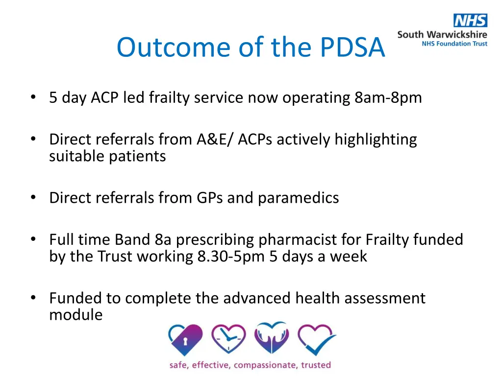 outcome of the pdsa